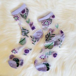 Cosmic flora sheer socks